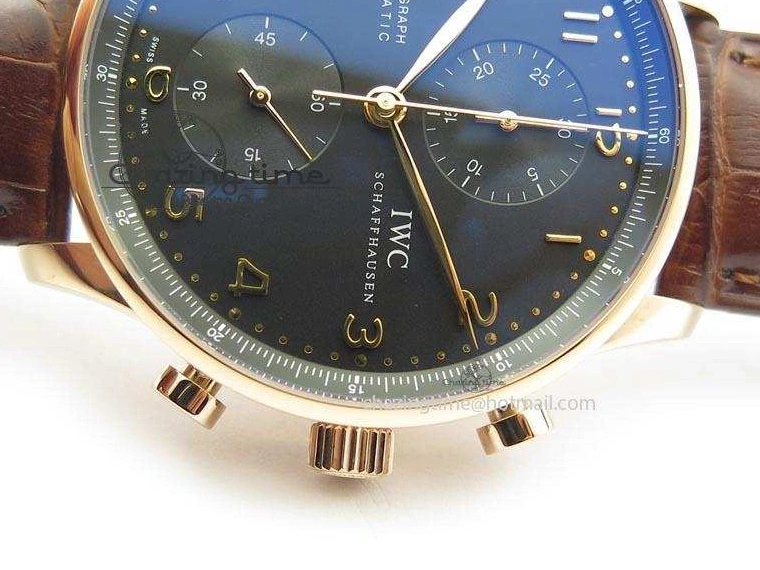 MIROTIME 0414 Portuguese IW371415 ZF 1:1 Best Edition RG Black dial On Brown Leather Strap A Modern 7286